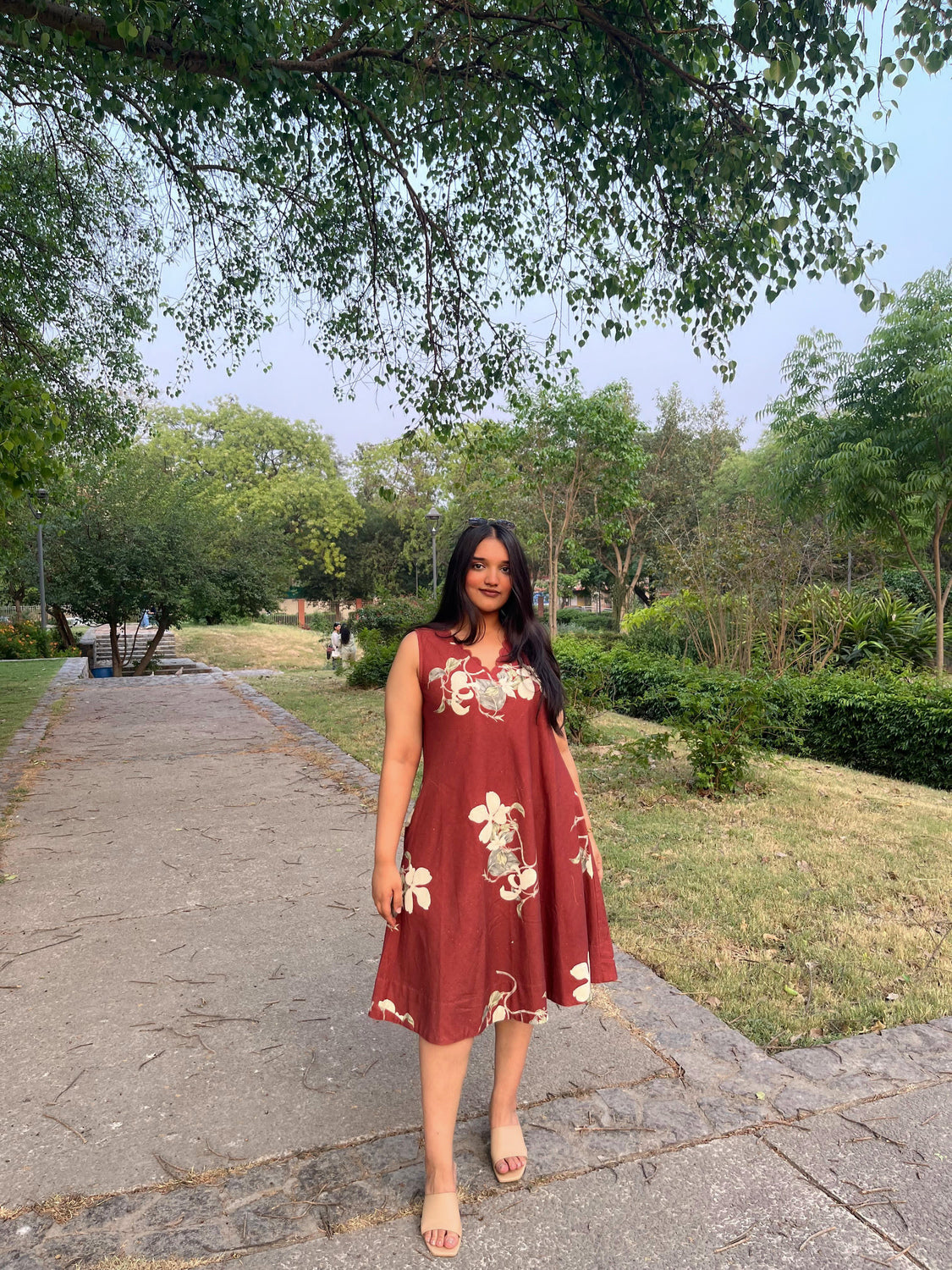 Scallop dress rust