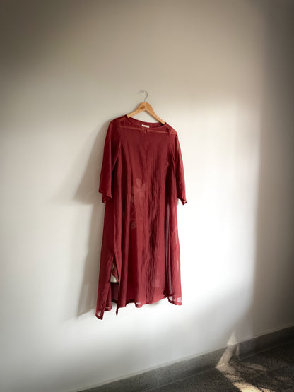 Rust chanderi dress