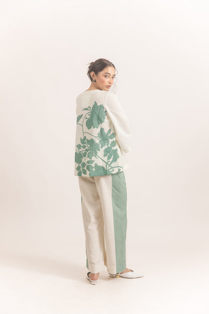 White with blue stripe pant