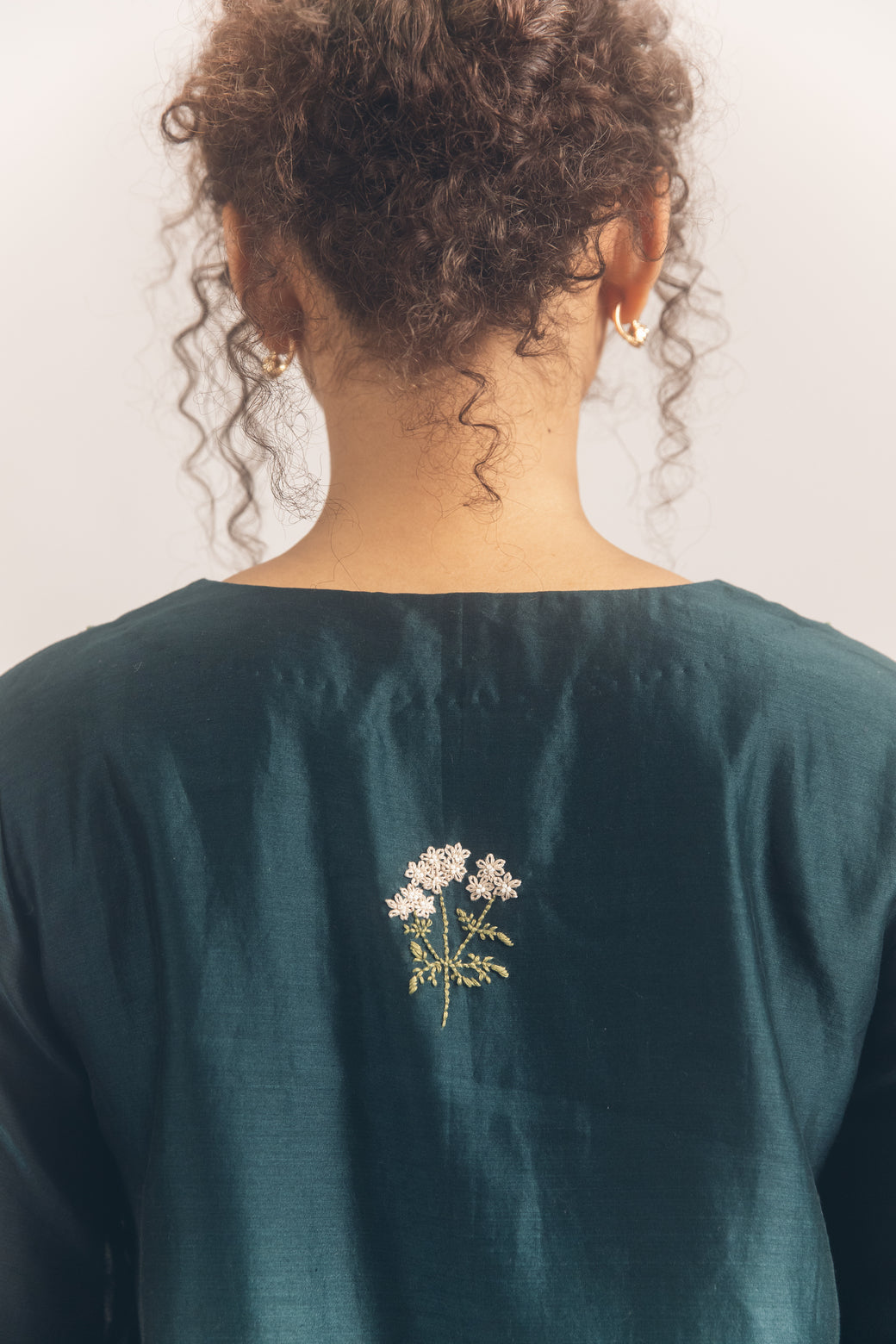 Blue green chanderi skirt set