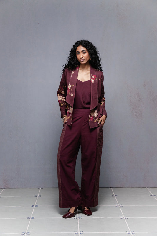 Selvage jacket set wine