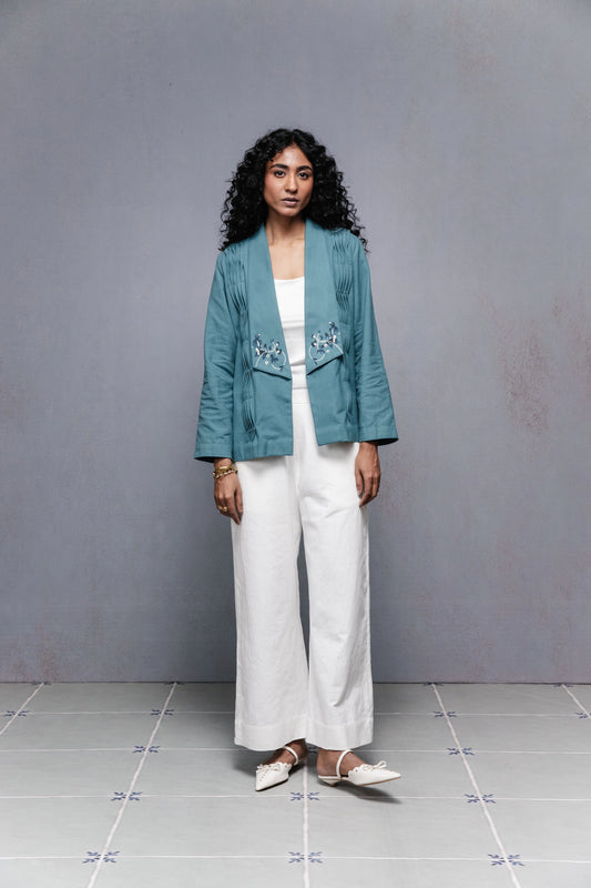 Selvage jacket set blue