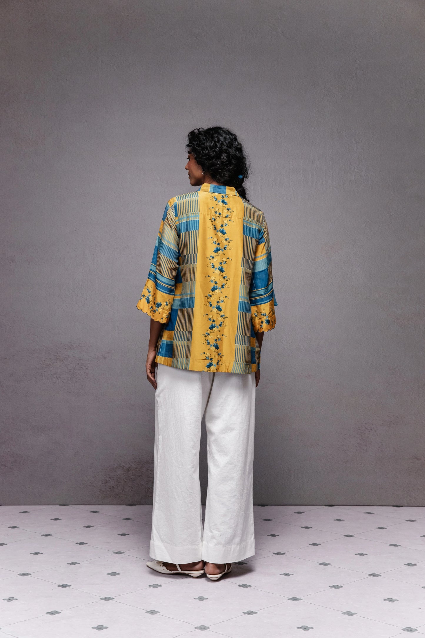 Raha shirt in blue checks set